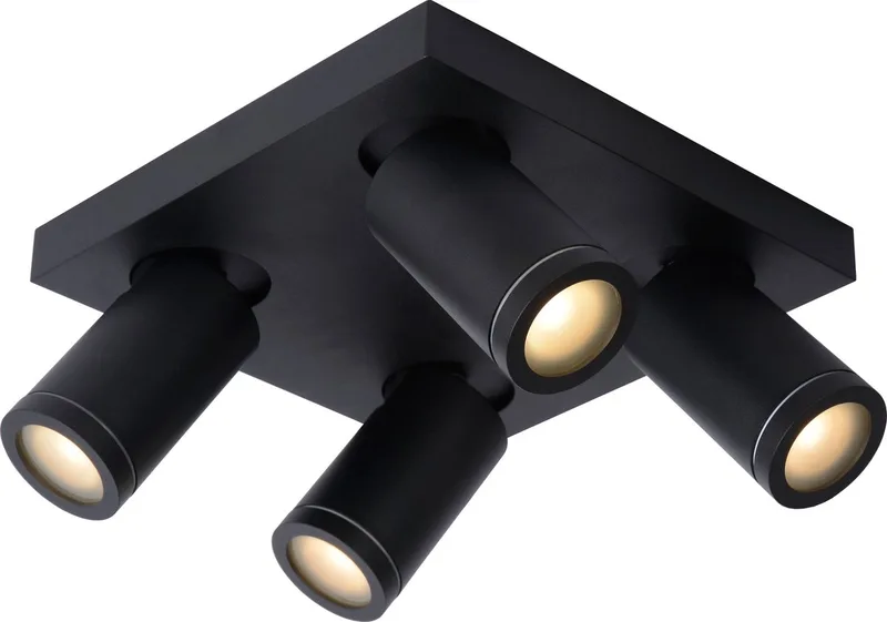 TAYLOR - Plafondspot (Plafondlamp) Badkamer - LED Dim to warm - GU10 (MR16) - 4x5W 2200K/3000K - IP44 från Lucide i Svart – produktbild