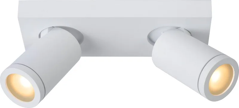 TAYLOR - Plafondspot (Plafondlamp) Badkamer - LED Dim to warm - GU10 (MR16) - 2x5W 2200K/3000K - IP44 från Lucide i Vit – produktbild