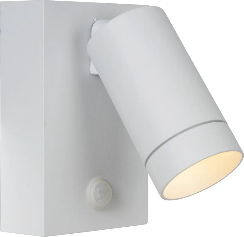 TAYLOR - Wandspot / Wandlamp Binnen/Buiten - 1xGU10 (MR16) - IP54 - Bewegingssensor van Lucide in Wit – productfoto