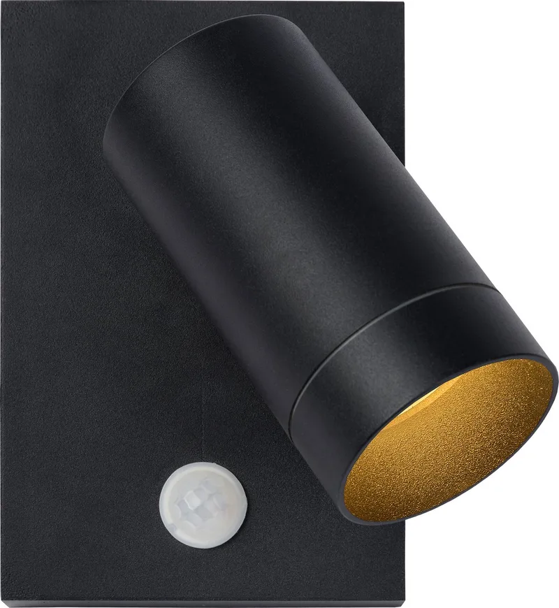 TAYLOR - Wandspot / Wandlamp Binnen/Buiten - 1xGU10 (MR16) - IP54 - Bewegingssensor von Lucide in Schwarz – Produktfoto
