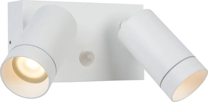 TAYLOR - Wandspot / Wandlamp Binnen/Buiten - 2xGU10 (MR16) - IP54 - Bewegingssensor de Lucide en Blanc – photo produit