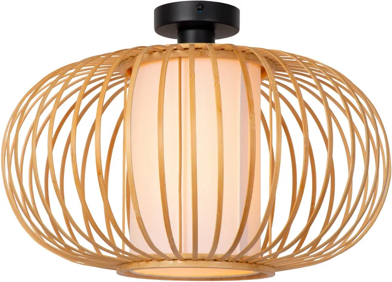 THULINE - Plafonnière (Plafondlamp) - Ø 45 cm - 1xE27 - Essential - Japandi fra Lucide i Lichte houtlook – produktbillede