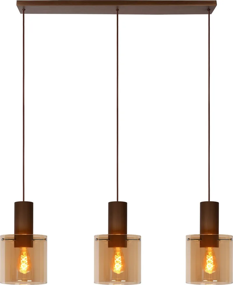 TOLEDO - Hanglamp - Ø 20 cm - 3xE27 von Lucide in Amber – Produktfoto