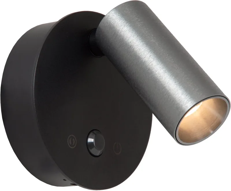 TONI - Oplaadbare Wandspot / Wandlamp - Accu/Batterij - Ø 8,1 cm - LED Dimbaar - CCT - 1x2W 2700K/4000K - Bewegingssensor (uitschakelbaar) - Magnetisch von Lucide in Grijs ijzer – Produktfoto