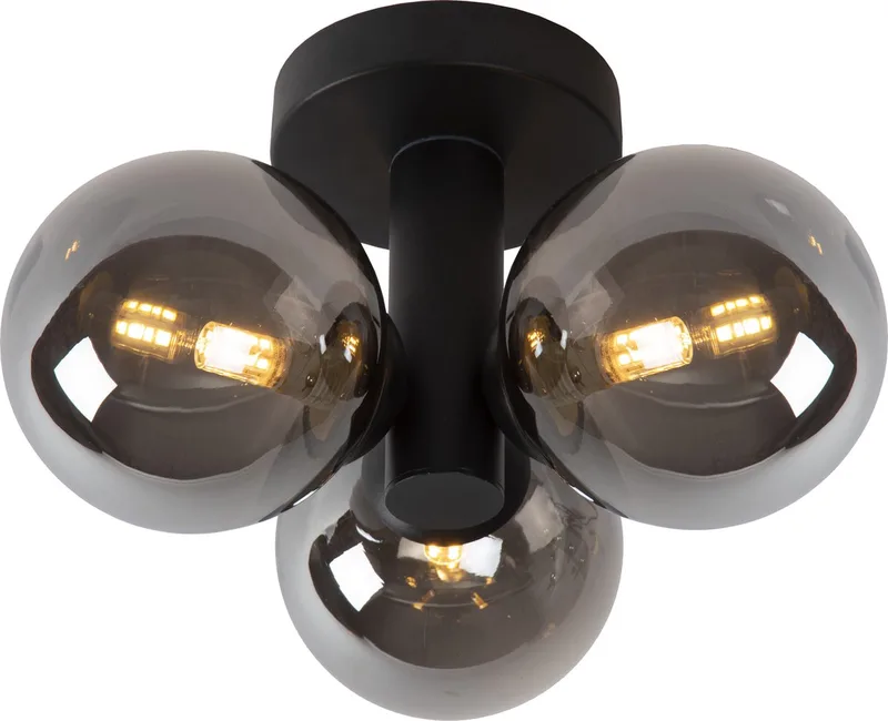 TRUDY - Plafonnière (Plafondlamp) Badkamer - Ø 28 cm - 3xG9 - IP44 van Lucide in Zwart – productfoto