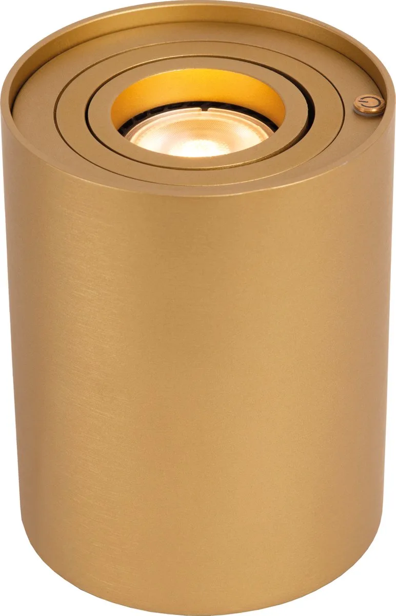 TUBE - Tafellamp - Ø 9,6 cm - LED 3 StepDim - GU10 (MR16) - 1x5W 2700K - Mat Goud / Messing van Lucide in Mat Goud, Messing – productfoto