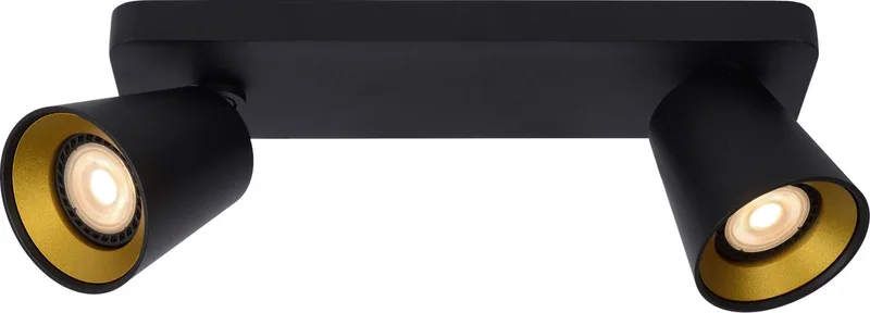 TURNON - Plafondspot (Plafondlamp) - LED Dim to warm - GU10 - 2x5W 2200K/3000K von Lucide in Schwarz – Produktfoto
