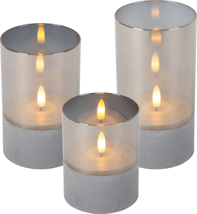 VELAS - Tafellamp - Batterijen - Ø 8 cm - LED - 3x0,2W 2700K - Set van 3 van Lucide in Fumé – productfoto