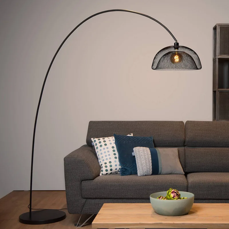Vloerlamp Mesh, booglamp från Lucide i Svart – produktbild