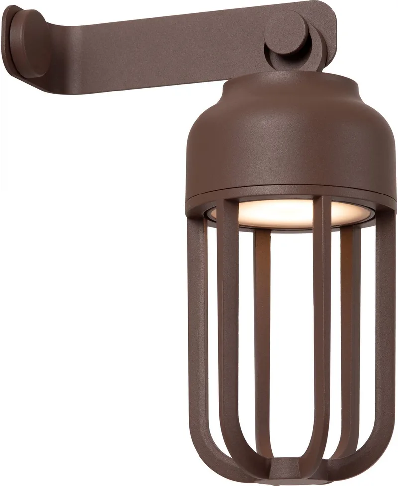 WELLS - Oplaadbare Wandlamp Binnen/Buiten - Accu/Batterij - Ø 10 cm - LED Dimbaar - CCT - 1x5W 2700K/4000K - IP54 - Essential de Lucide en Roest bruin – photo produit