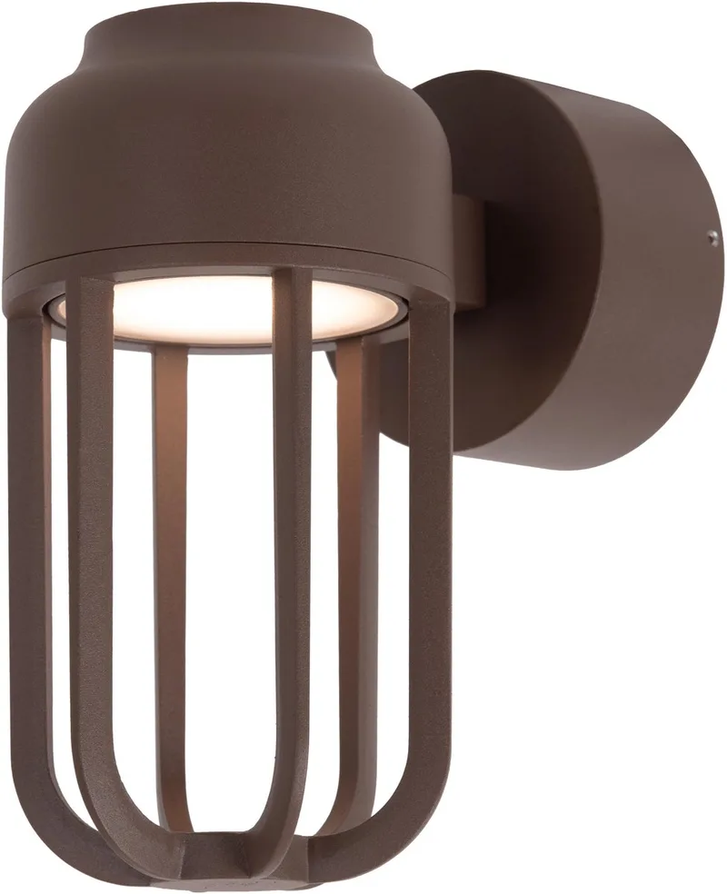 WELLS - Wandlamp Binnen/Buiten - Ø 10 cm - LED - 1x8W 2700K - IP54 - Essential de Lucide en Roest bruin – photo produit