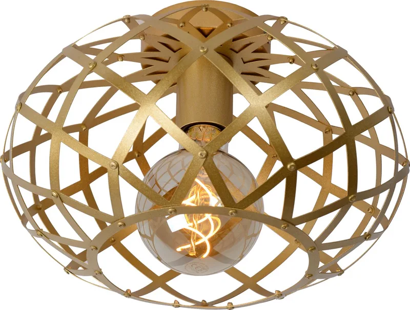 WOLFRAM - Plafonnière (Plafondlamp) - Ø 30 cm - 1xE27 - Mat Goud / Messing de Lucide en Mat Goud, Laiton – photo produit