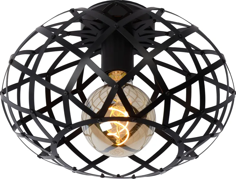 WOLFRAM - Plafonnière (Plafondlamp) - Ø 30 cm - 1xE27 de Lucide en Noir – photo produit