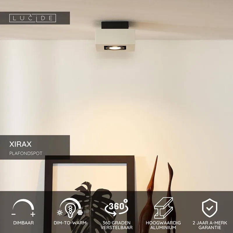 XIRAX - Plafondspot (Plafondlamp) - LED Dim to warm - GU10 (MR16) - 1x5W 2200K/3000K fra Lucide i Hvid – produktbillede