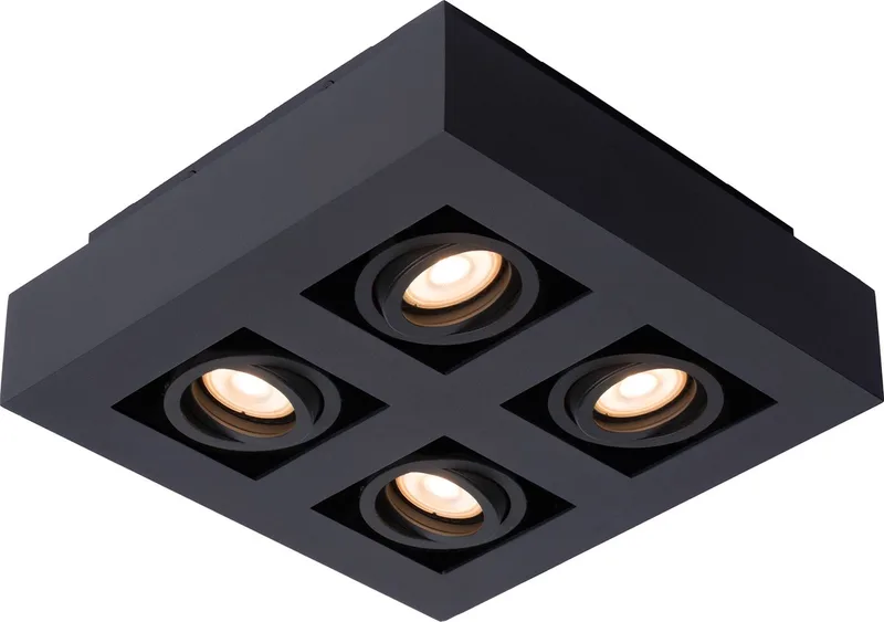 XIRAX - Plafondspot (Plafondlamp) - LED Dim to warm - GU10 (MR16) - 4x5W 2200K/3000K fra Lucide i Sort – produktbillede