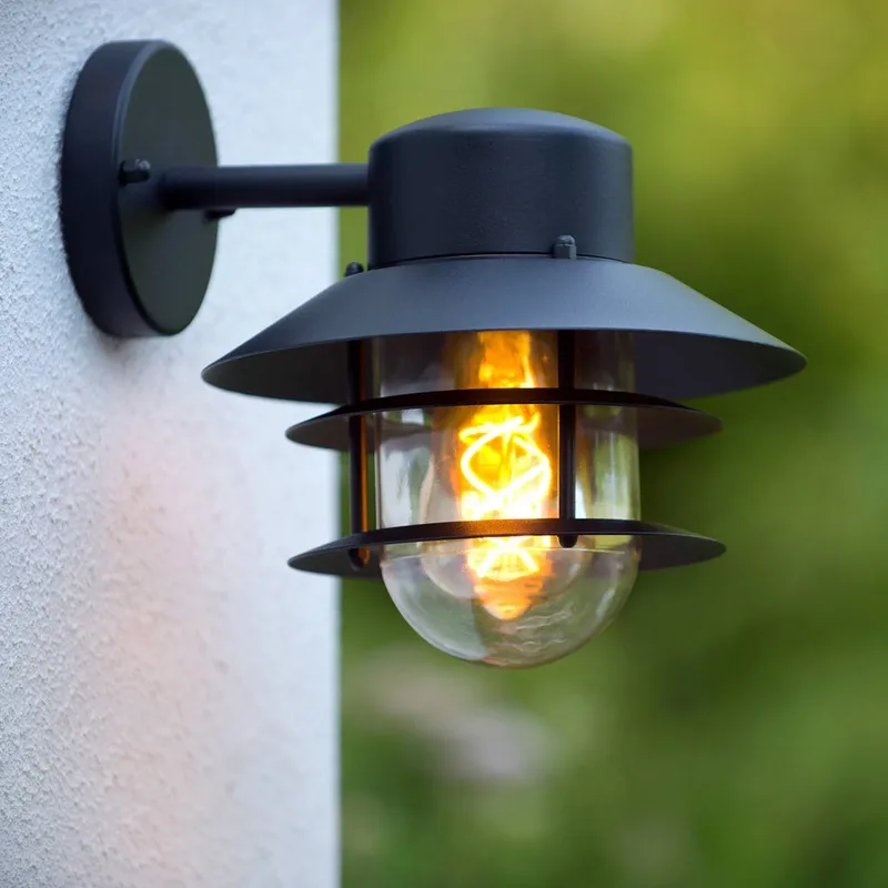 Zico buitenwandlamp, zwart de Lucide en Noir, Helder – photo produit