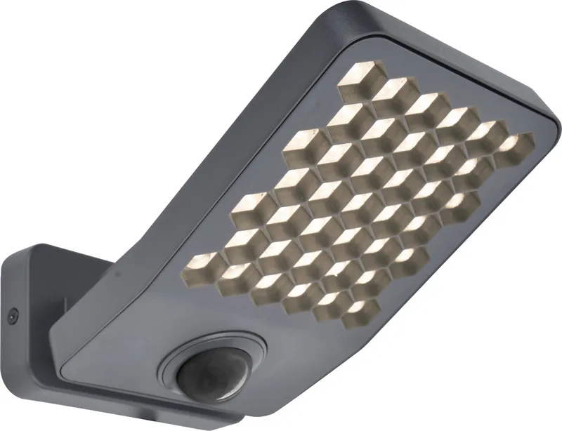 Atlantis - LED security wandlamp voor buiten - Anti-verblinding - PIR bewegingssensor - Premium aluminium - 2000Lm krachtig licht - 4000K helder wit licht - IP54 extra weerbestendig fra Lutec i Mørkegrå – produktbillede
