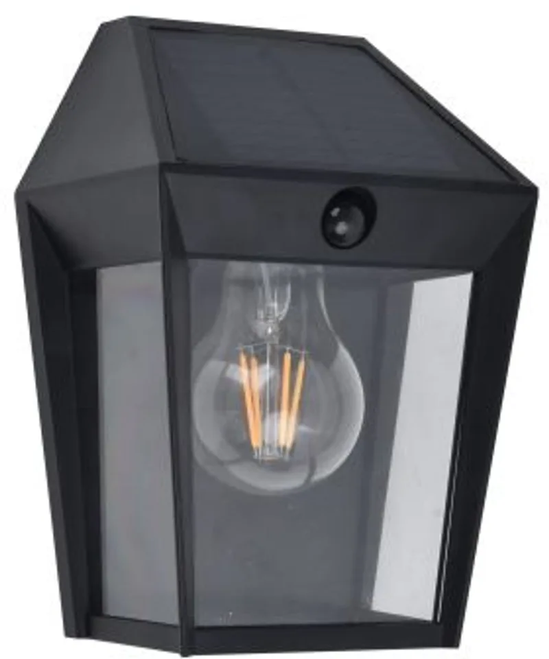 Avony - Solar wandlamp voor buiten met E27 retrofitting - PIR bewegingssensor - 200Lm - 2700K warm licht - IP44 weerbestendig - Mat zwart van Lutec in Antraciet – productfoto