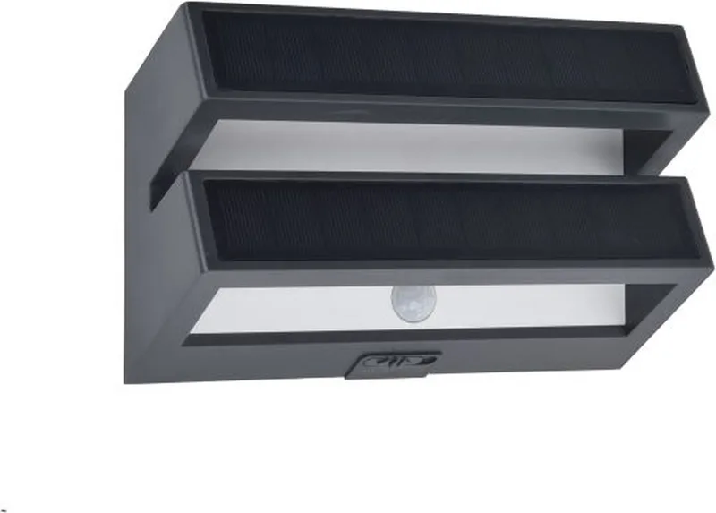 Barlo - LED solar wandlamp voor buiten - Langdurige werking (tot 10 uur) - PIR bewegingssensor - Premium aluminium - 950Lm - 4000K helder wit licht - IP54 extra weerbestendig by Lutec in Dark grey – product photo
