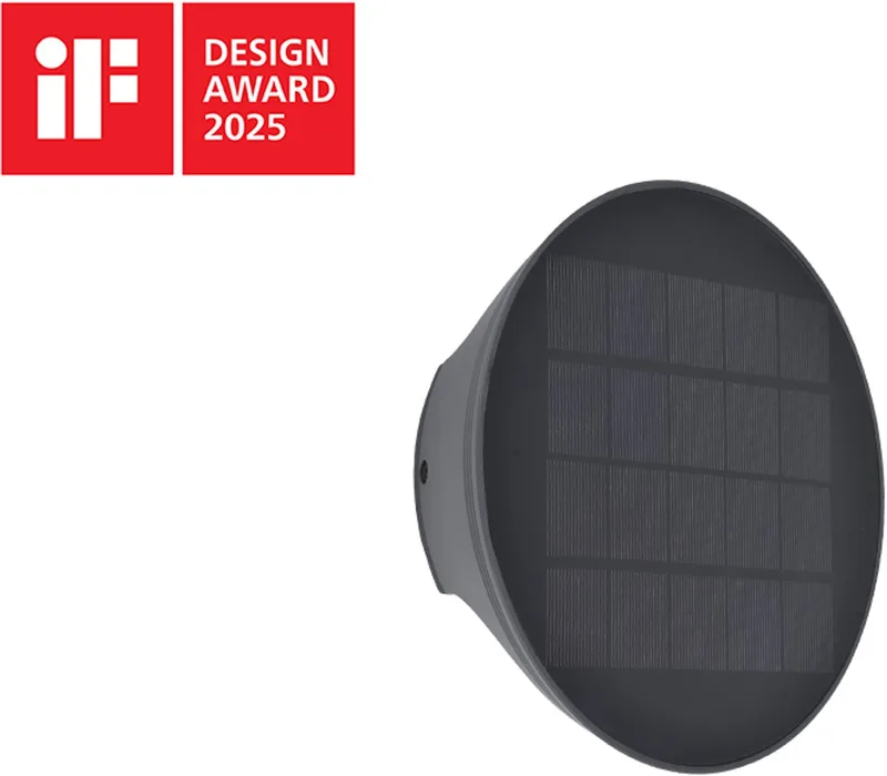 Belka - LED hybrid wandlamp voor buiten - Hybride werking (zowel op zonne-energie als elektriciteit) - Langdurige werking (tot 10 uur) - Up & Down - 280Lm - 3000K warm wit licht - IP54 extra weerbestendig van Lutec in Donkergrijs – productfoto