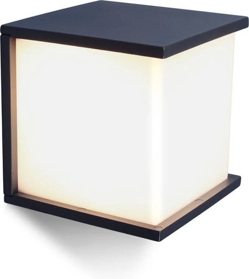 Box Cube Wandlamp voor Buiten - E27 - Donkergrijs von Lutec in Grau – Produktfoto