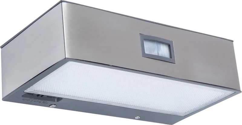 Brick - Solar wandlamp voor buiten - PIR bewegingssensor - Roestvrij staal - LED - 4000K de Lutec en Zilvergrijs – photo produit