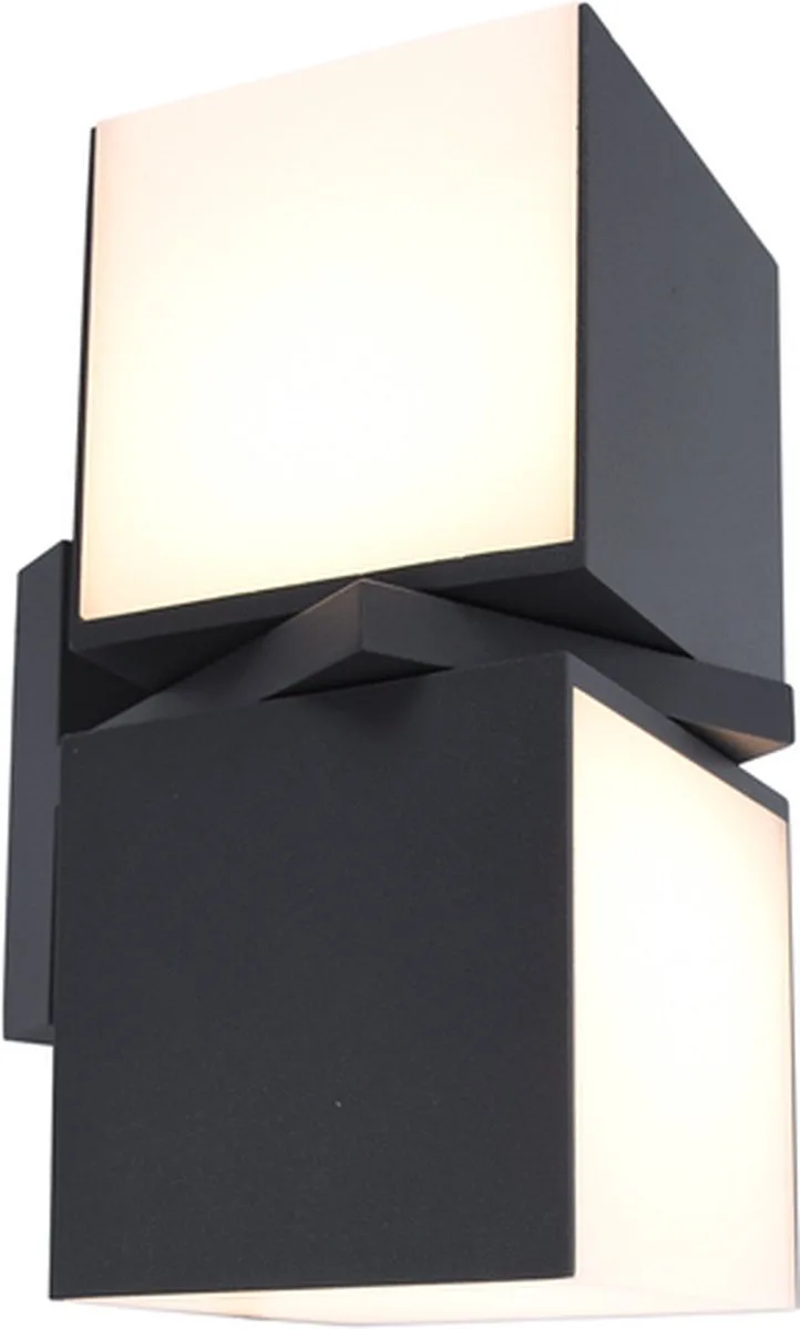 Cuba - LED wandlamp voor buiten - AWARD WINNING DESIGN - 2 draaibare lampen - Verticaal en horizontaal monteerbaar - Premium aluminium - 1000Lm krachtig licht - 3000K warm licht - IP54 extra weerbestendig - Mat de Lutec en Noir – photo produit