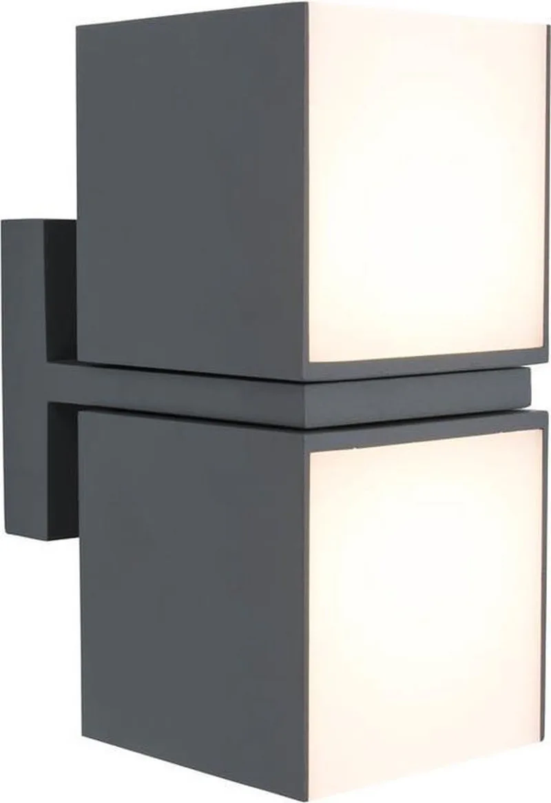 Cuba - wandlamp voor buiten - 2 roteerbare lichtkoppen - Aluminium armatuur - LED - 1000 Lumen - 3000K warm wit licht - Donkergrijs de Lutec en Gris – photo produit