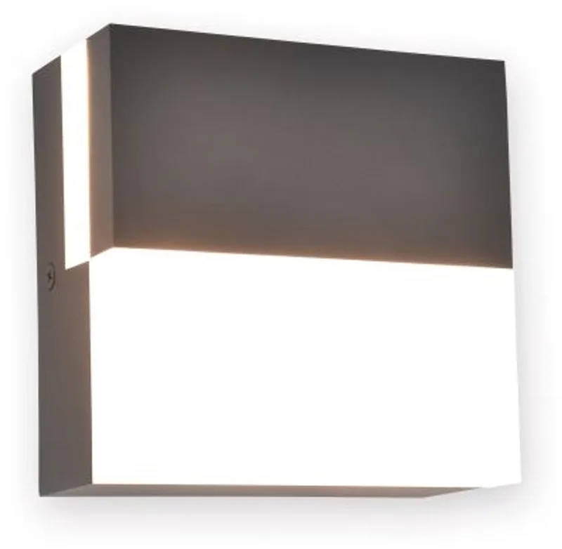 Domino - LED wandlamp voor buiten - 1300 lm - 3000K - IP65 weerbestendig - donkergrijs fra Lutec i Grå – produktbillede