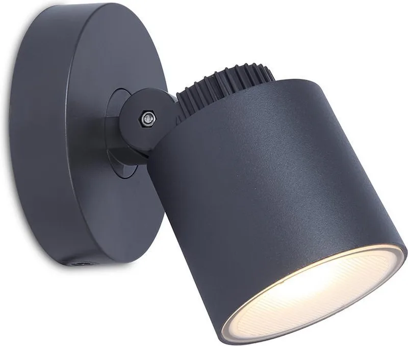 Explorer - LED wandlamp voor buiten - Draaibare lamp - Premium aluminium - 380Lm - 3000K warm wit licht - IP54 extra weerbestendig - Donkergrijs de Lutec en Gris – photo produit