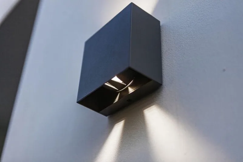 Gemini Beams Wandlamp voor buiten - Up & Down - LED - 4000K - Donkergrijs de Lutec en Gris – photo produit