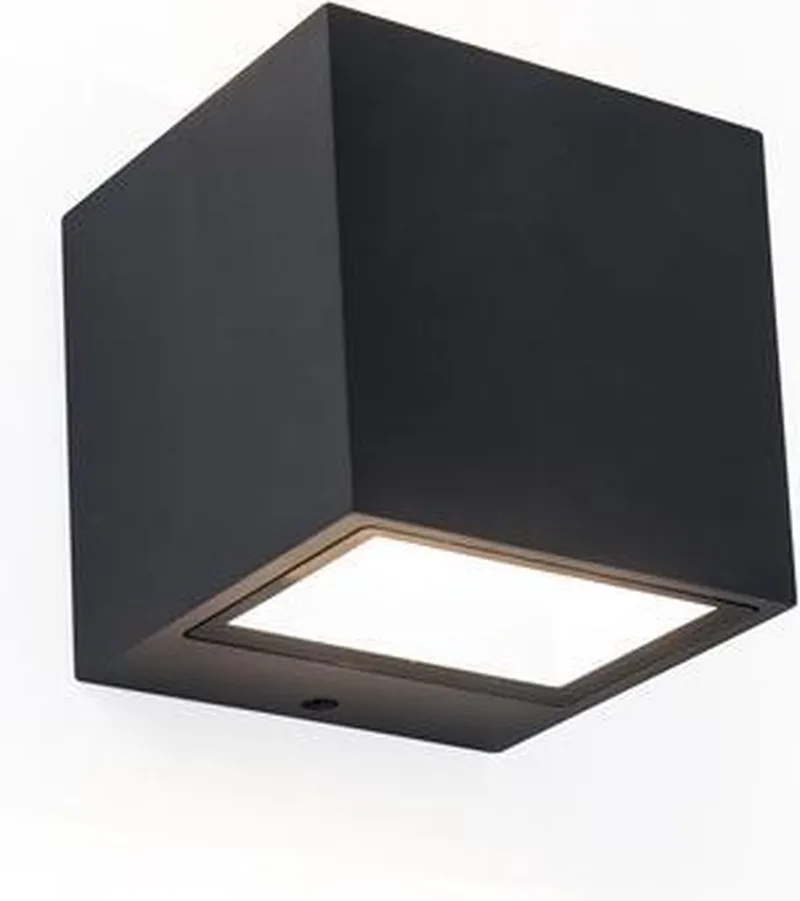 Gemini - LED wandlamp voor buiten - Up & Down - Premium aluminium - 850Lm - 3000K warm licht - IP54 extra weerbestendig - Mat - 88 x 86 x 85 mm by Lutec in Black – product photo