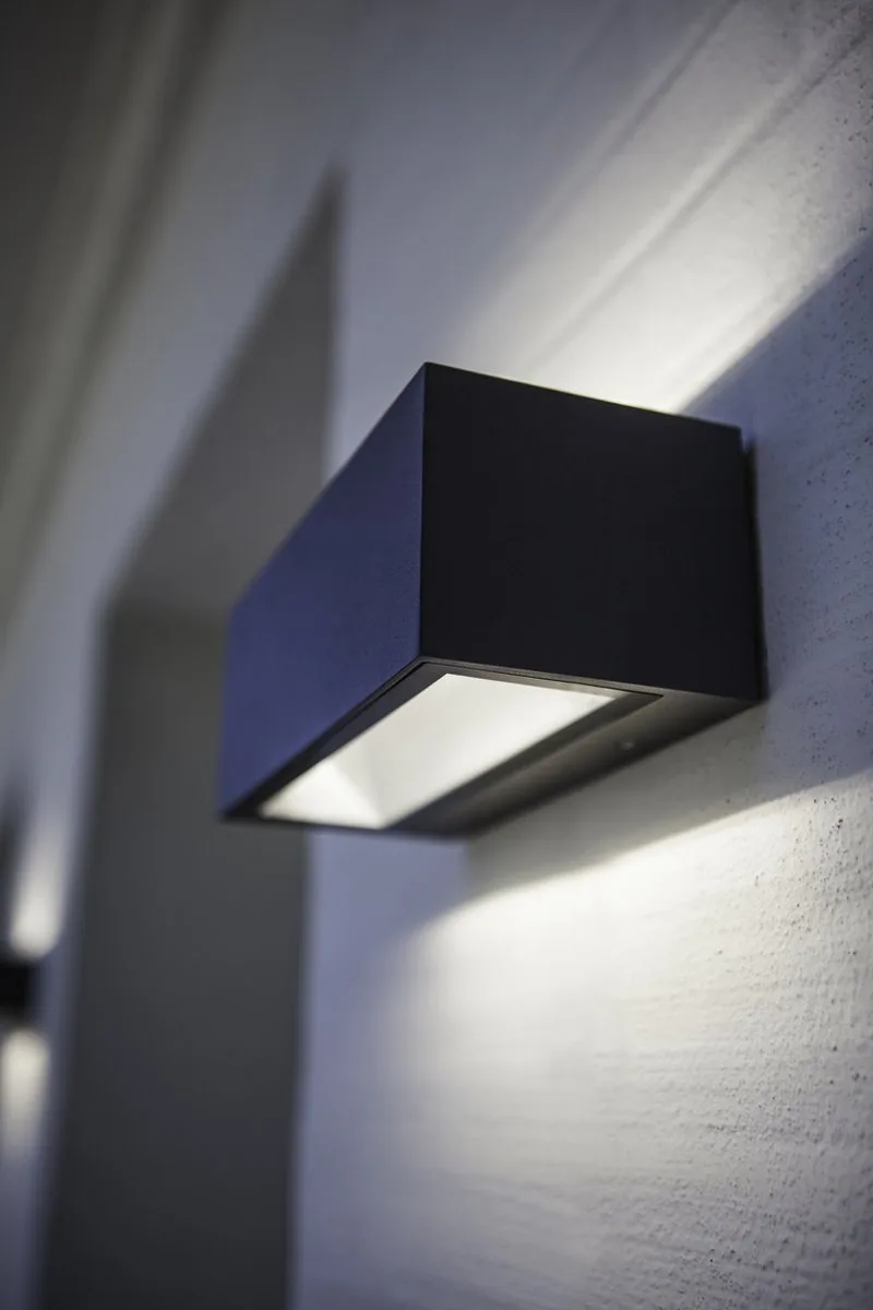 Gemini Medium - Wandlamp voor buiten - Up & Down - Aluminium armatuur - LED - 1230 Lumen - 21W - 4000K wit licht - Donkergrijs de Lutec en Gris – photo produit