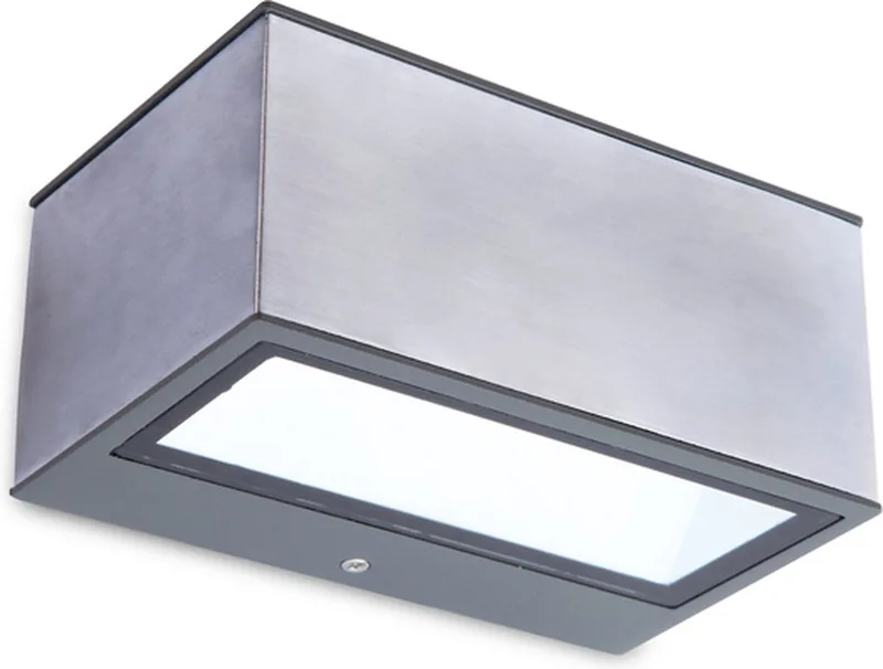 Gemini Square Small - Wandlamp voor buiten - Roestvrij staal - Up & Down lichtbundel - LED - 700 Lumen - 10.5W - 4000K wit licht från Lutec i Grå – produktbild