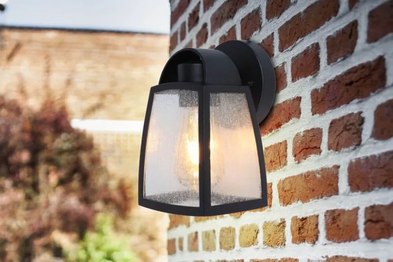 Kelsey - Kleine wandlamp waterglas de Lutec en Mat zwart – photo produit