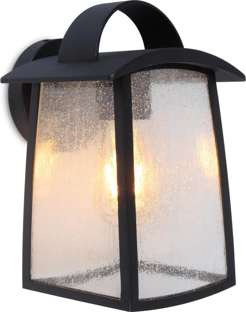Kelsey - Medium wandlamp voor buiten E27 fitting - Zwart de Lutec en Mat zwart – photo produit
