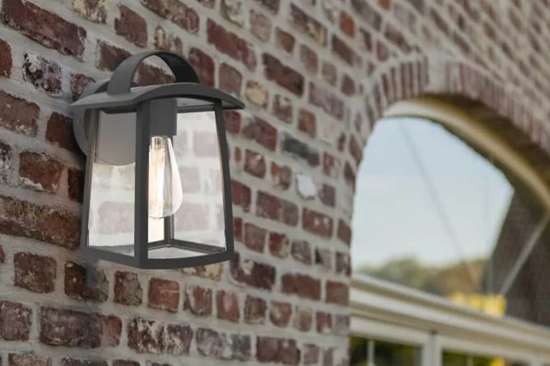 Kelsey - Wandlamp - Helder glas - Matzwart de Lutec en Mat zwart – photo produit