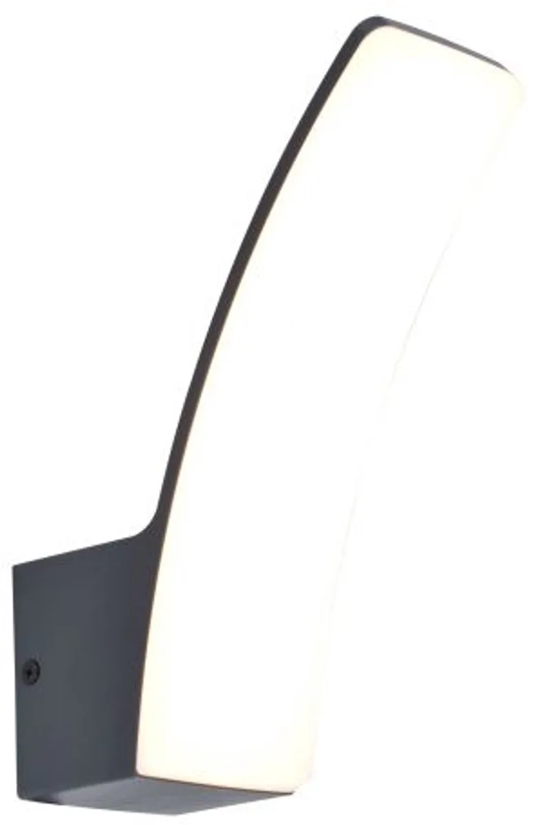 Kilo - LED wandlamp voor buiten - Gebogen design - 700Lm - 3000K warm licht - IP44 weerbestendig från Lutec i Mörkgrå – produktbild