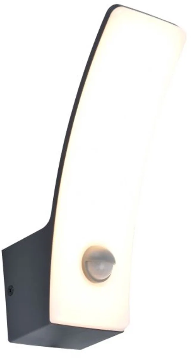 Kilo - LED wandlamp voor buiten - Gebogen design - PIR bewegingssensor - 660Lm - 3000K warm licht - IP44 weerbestendig de Lutec en Gris foncé – photo produit