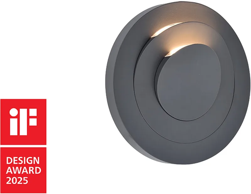 Moov - LED wandlamp voor buiten - 2 aanpasbare lichtkoppen - Premium aluminium - 550Lm - 3000K warm wit licht - IP54 extra weerbestendig från Lutec i Mörkgrå – produktbild