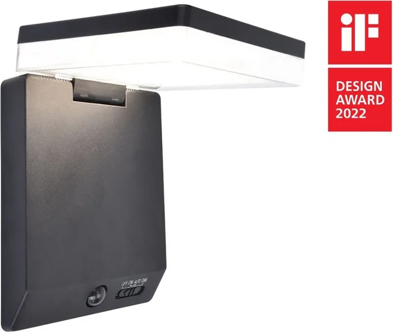 Moze - LED solar wandlamp voor buiten - AWARD WINNING DESIGN - PIR bewegingssensor - Dag/nacht sensor - Premium aluminium - 1000Lm krachtig licht - 4000K helder wit licht - IP44 weerbestendig - Mat de Lutec en Noir – photo produit