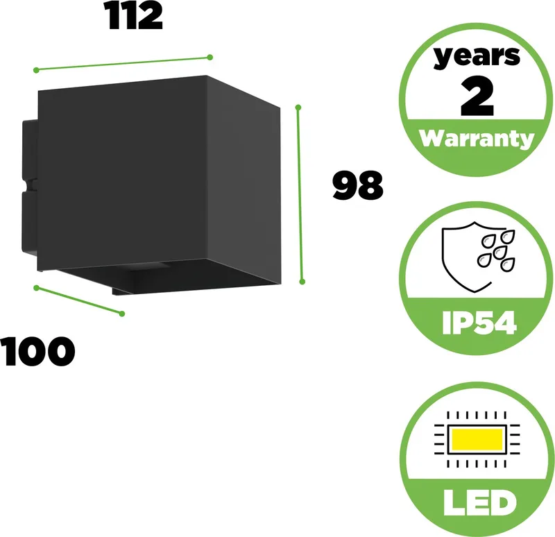 Qadra - LED wandlamp voor buiten - Up & Down met verschillende lichtpatronen - 575Lm - 3000K warm licht - IP54 extra weerbestendig - 112 x 100 x 98 mm från Lutec i Svart – produktbild