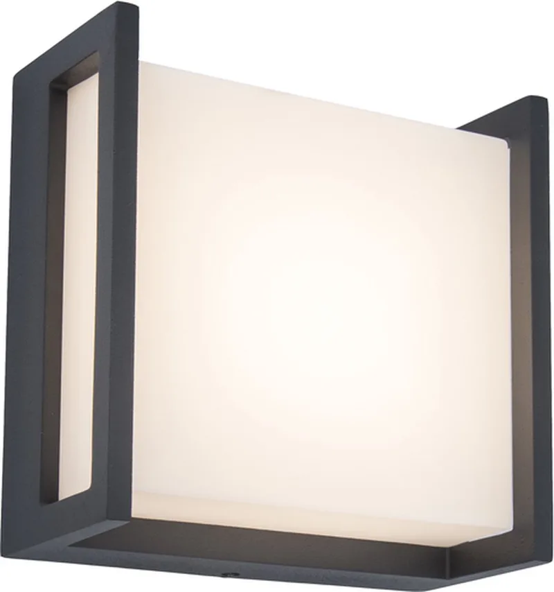Qubo - Moderne wandlamp voor buiten - Aluminium armatuur - LED - 650 Lumen - 3000K warm wit licht - Donkergrijs fra Lutec i Grå – produktbillede