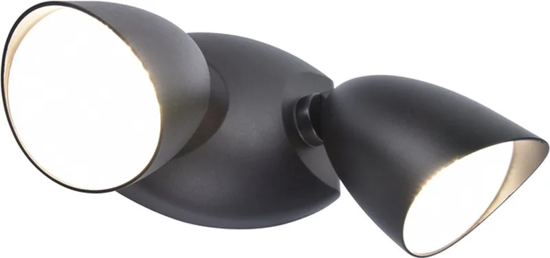 Shrimp - LED security wandlamp voor buiten - Dag/nacht sensor - Premium aluminium - Tweekoppig - 1700Lm krachtig licht - 4000K helder wit licht - Mat fra Lutec i Sort – produktbillede