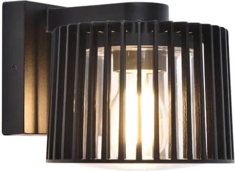 Shyne - Wandlamp voor buiten - Aluminium - Retro look - E27 de Lutec en Noir – photo produit