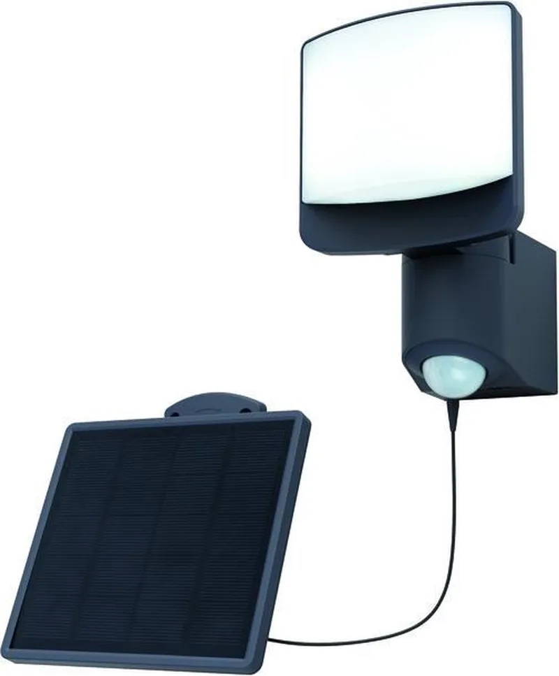 Sunshine - Compacte LED wandlamp met sensor en zonnepaneel de Lutec en Antraciet Grijs – photo produit