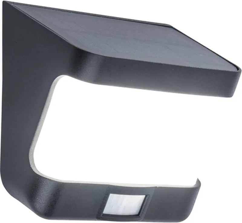 Try - LED solar wandlamp voor buiten - Optimaal opladen door schuin zonnepaneel - PIR bewegingssensor - Dag/nacht sensor - 500Lm - 5000K helder wit licht - IP54 extra weerbestendig - Mat zwart - 118 x 125 x 69 mm de Lutec en Gris – photo produit