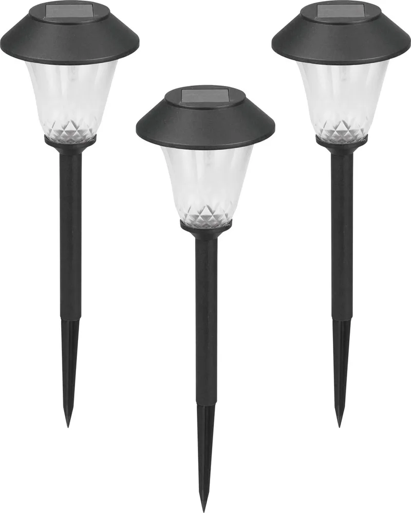 St. Tropez - Tuinlampen 3 stuks - Solar - 5 Lumen - Werkend op zonne-energie von Luxform in Schwarz – Produktfoto