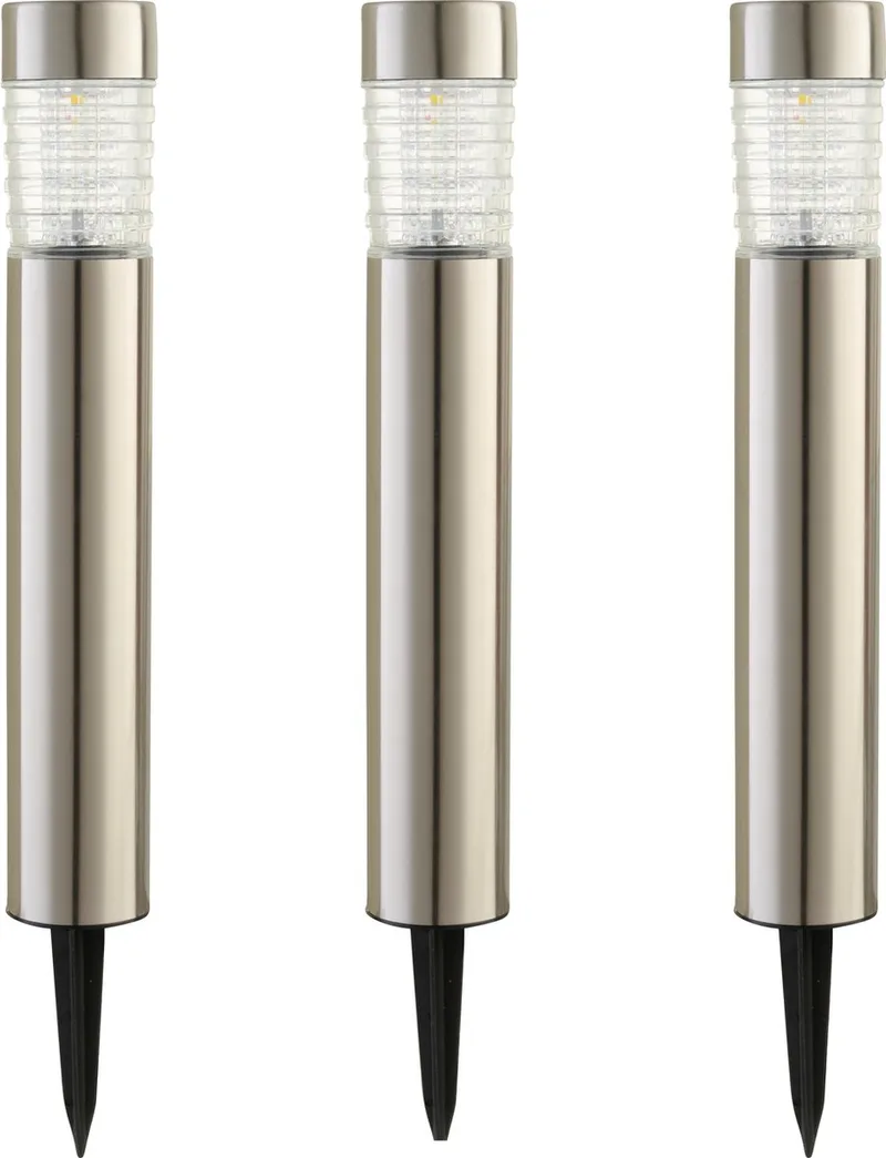 Tacoma - Solar Tuinlamp - 3 stuks - 5 Lumen - RVS - Werkend op zonne-energie fra Luxform i Sølv – produktbillede