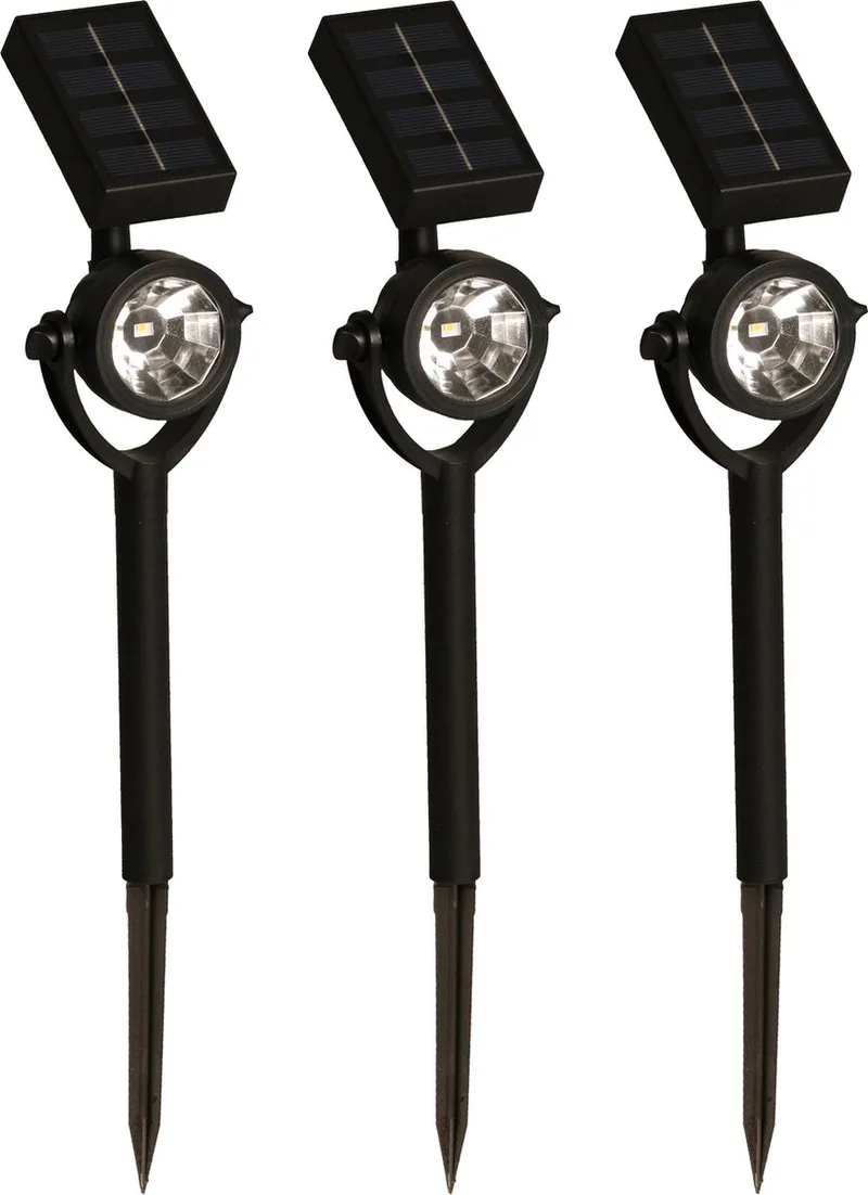 Zamora - Tuinlampen 3 stuks - Solarspots - 10 Lumen - Werkend op zonne energie fra Luxform i Sort – produktbillede